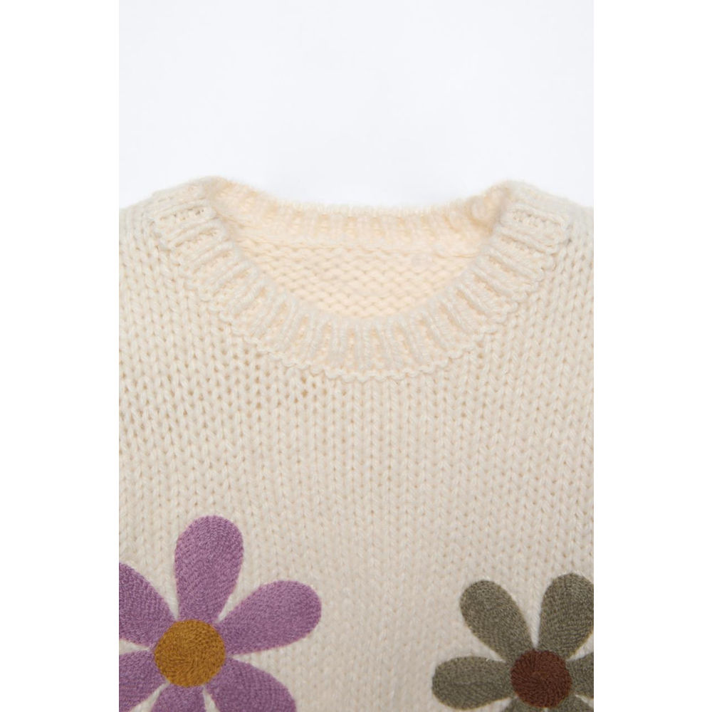 Zara Baby Floral embroidery knit Sweater Size 3 - Picture 2 of 4
